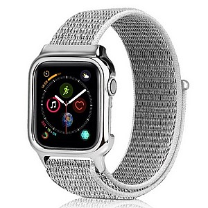 ����� �� / ������ ���� Simple Fashion Nylon Band ���� LaTera ����� ��� ����: Apple Watch 42mm/44mm/45mm (��� Silver)