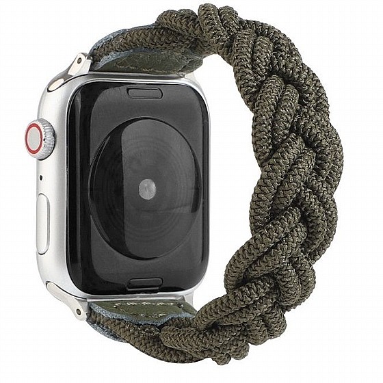 ����� �� / ������ ���� Elastic Woven Nylon Band ���� LaTera ����� ��� ����: Apple Watch 42mm/44mm/45mm (��� Dark Green)