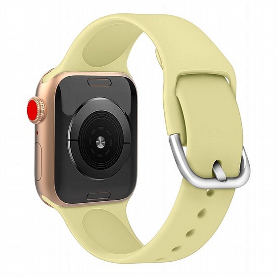 ����� ������� ����  Solid Color Silicone Band ���� LaTera ����� ��� ����: Apple Watch 42mm/44mm/45mm (��� Cream Yellow)