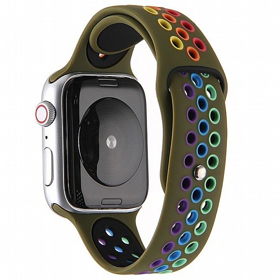 ����� ������� ���� Rainbow Sport Silicone Band ���� LaTera ����� ��� ����: Apple Watch 42mm/44mm/45mm (��� Olive Green)