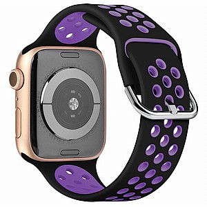 ����� ������� ���� Two Tone Sport Silicone Band ���� LaTera ����� ��� ����: Apple Watch 42mm/44mm/45mm (��� Black/Dark Purple)