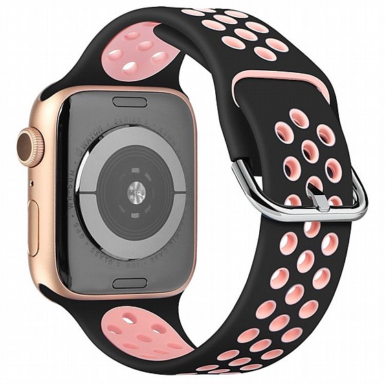 ����� ������� ���� Two Tone Sport Silicone Band ���� LaTera ����� ��� ����: Apple Watch 42mm/44mm/45mm (��� Black/Pink)