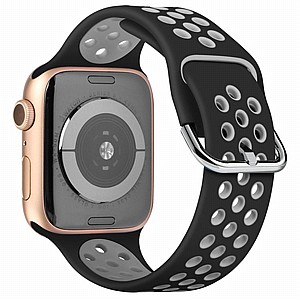 רצועת סיליקון מדגם Two Tone Sport Silicone Band מבית LaTera לשעון חכם מדגם: Apple Watch 42mm/44mm/45mm (צבע Black/Grey) רצועת סיליקון מדגם Two Tone Sport Silicone Band מבית LaTera לשעון חכם מדגם: Apple Watch 42mm/44mm/45mm (צבע Black/Grey)