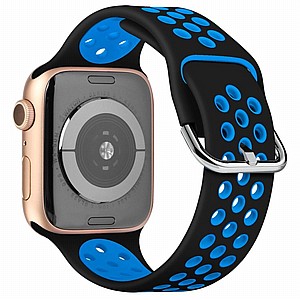 רצועת סיליקון מדגם Two Tone Sport Silicone Band מבית LaTera לשעון חכם מדגם: Apple Watch 42mm/44mm/45mm (צבע Black/Blue) רצועת סיליקון מדגם Two Tone Sport Silicone Band מבית LaTera לשעון חכם מדגם: Apple Watch 42mm/44mm/45mm (צבע Black/Blue)