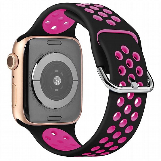 ����� ������� ���� Two Tone Sport Silicone Band ���� LaTera ����� ��� ����: Apple Watch 38mm/40mm/41mm (��� Black/Rose Red)