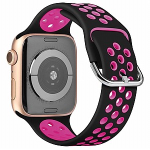 רצועת סיליקון מדגם Two Tone Sport Silicone Band מבית LaTera לשעון חכם מדגם: Apple Watch 38mm/40mm/41mm (צבע Black/Rose Red) רצועת סיליקון מדגם Two Tone Sport Silicone Band מבית LaTera לשעון חכם מדגם: Apple Watch 38mm/40mm/41mm (צבע Black/Rose Red)
