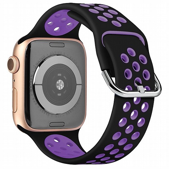 ����� ������� ���� Two Tone Sport Silicone Band ���� LaTera ����� ��� ����: Apple Watch 38mm/40mm/41mm (��� Black/Dark Purple)