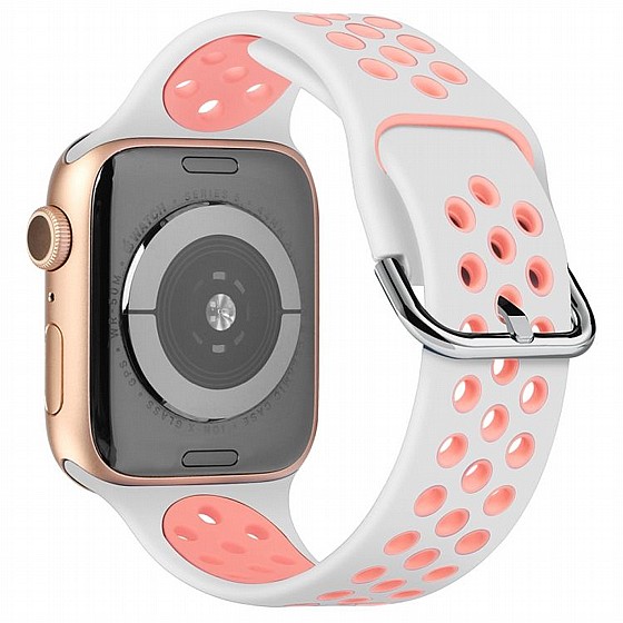 ����� ������� ���� Two Tone Sport Silicone Band ���� LaTera ����� ��� ����: Apple Watch 38mm/40mm/41mm (��� White/Pink)
