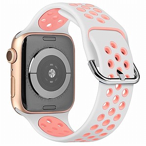 רצועת סיליקון מדגם Two Tone Sport Silicone Band מבית LaTera לשעון חכם מדגם: Apple Watch 38mm/40mm/41mm (צבע White/Pink) רצועת סיליקון מדגם Two Tone Sport Silicone Band מבית LaTera לשעון חכם מדגם: Apple Watch 38mm/40mm/41mm (צבע White/Pink)
