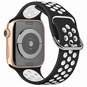 רצועת סיליקון מדגם Two Tone Sport Silicone Band מבית LaTera לשעון חכם מדגם: Apple Watch 38mm/40mm/41mm (צבע Black/White) רצועת סיליקון מדגם Two Tone Sport Silicone Band מבית LaTera לשעון חכם מדגם: Apple Watch 38mm/40mm/41mm (צבע Black/White)