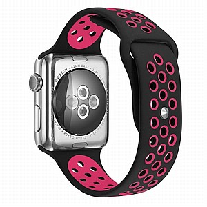 רצועת סיליקון מדגם Sport Silicone Band מבית LaTera לשעון חכם מדגם: Apple Watch 42mm/44mm/45mm (צבע Black/Rose Red) רצועת סיליקון מדגם Sport Silicone Band מבית LaTera לשעון חכם מדגם: Apple Watch 42mm/44mm/45mm (צבע Black/Rose Red)