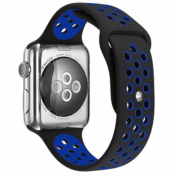 ����� ������� ���� Sport Silicone Band ���� LaTera ����� ��� ����: Apple Watch 42mm/44mm/45mm (��� Black/Blue)