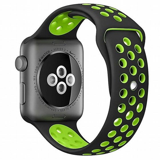 ����� ������� ���� Sport Silicone Band ���� LaTera ����� ��� ����: Apple Watch 42mm/44mm/45mm (��� Black/Green)