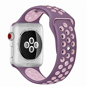 רצועת סיליקון מדגם Sport Silicone Band מבית LaTera לשעון חכם מדגם: Apple Watch 42mm/44mm/45mm (צבע Purple/Powder) רצועת סיליקון מדגם Sport Silicone Band מבית LaTera לשעון חכם מדגם: Apple Watch 42mm/44mm/45mm (צבע Purple/Powder)