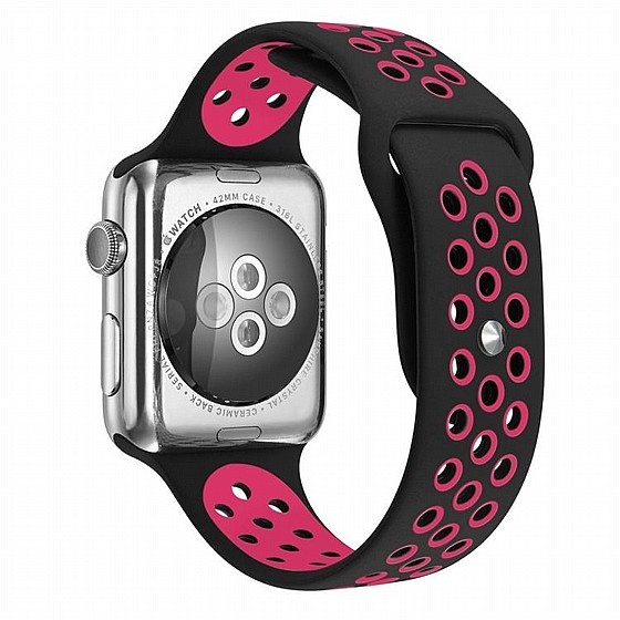 ����� ������� ���� Sport Silicone Band ���� LaTera ����� ��� ����: Apple Watch 38mm/40mm/41mm (��� Black/Rose Red)