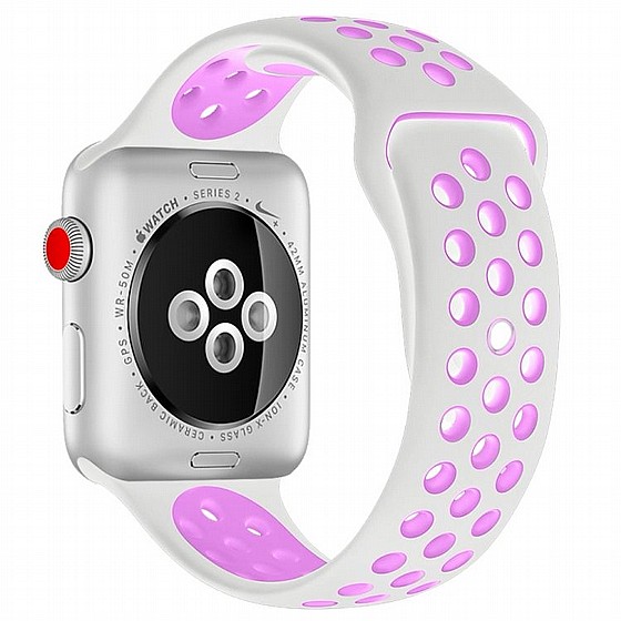 ����� ������� ���� Sport Silicone Band ���� LaTera ����� ��� ����: Apple Watch 38mm/40mm/41mm (��� White/Purple)