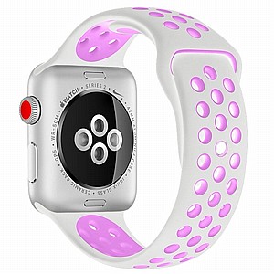 רצועת סיליקון מדגם Sport Silicone Band מבית LaTera לשעון חכם מדגם: Apple Watch 38mm/40mm/41mm (צבע White/Purple) רצועת סיליקון מדגם Sport Silicone Band מבית LaTera לשעון חכם מדגם: Apple Watch 38mm/40mm/41mm (צבע White/Purple)
