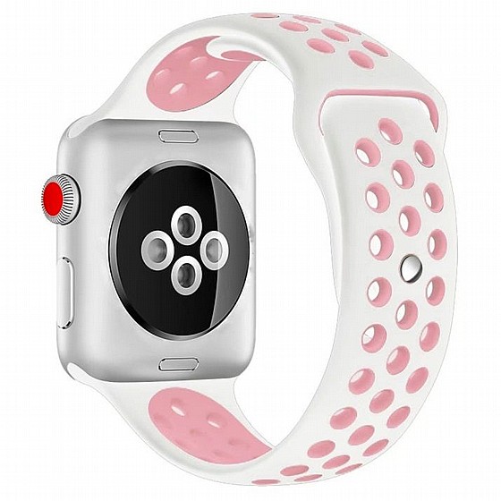 ����� ������� ���� Sport Silicone Band ���� LaTera ����� ��� ����: Apple Watch 38mm/40mm/41mm (��� White/Pink)