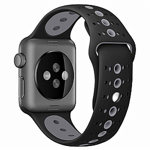 רצועת סיליקון מדגם Two Tone Porous Silicone Band מבית LaTera לשעון חכם מדגם: Apple Watch 42mm/44mm/45mm (צבע Black/Gray) רצועת סיליקון מדגם Two Tone Porous Silicone Band מבית LaTera לשעון חכם מדגם: Apple Watch 42mm/44mm/45mm (צבע Black/Gray)