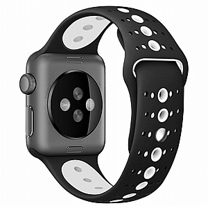 ����� ������� ����  Two Tone Porous Silicone Band ���� LaTera ����� ��� ����: Apple Watch 38mm/40mm/41mm (��� Black/White)