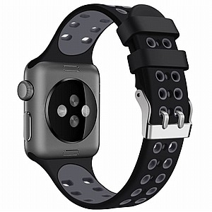 ����� ������� ����  Two Color Double Silicone Band ���� LaTera ����� ��� ����: Apple Watch 38mm/40mm/41mm (��� Black/Gray)