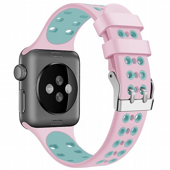 ����� ������� ����  Two Color Double Silicone Band ���� LaTera ����� ��� ����: Apple Watch 38mm/40mm/41mm (��� Pink/Green)