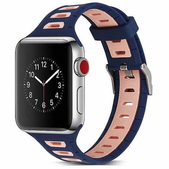 ����� ������� ����  T-Shape Two Color Silicone Band ���� LaTera ����� ��� ����: Apple Watch 42mm/44mm/45mm (��� Pink/Blue)