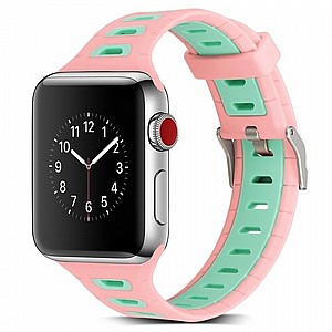 ����� ������� ����  T-Shape Two Color Silicone Band ���� LaTera ����� ��� ����: Apple Watch 42mm/44mm/45mm (��� Pink/Green)