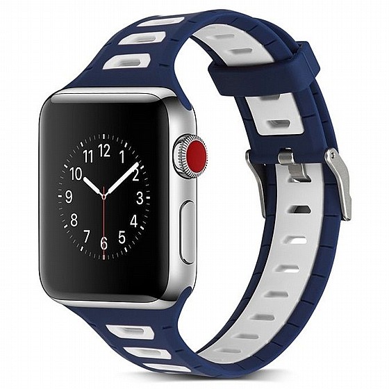 ����� ������� ����  T-Shape Two Color Silicone Band ���� LaTera ����� ��� ����: Apple Watch 42mm/44mm/45mm (��� White/Blue)