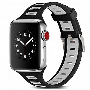 ����� ������� ����  T-Shape Two Color Silicone Band ���� LaTera ����� ��� ����: Apple Watch 38mm/40mm/41mm (��� Black/Grey)