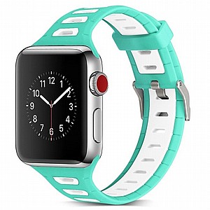 רצועת סיליקון מדגם T-Shape Two Color Silicone Band מבית LaTera לשעון חכם מדגם: Apple Watch 38mm/40mm/41mm (צבע White/Green) רצועת סיליקון מדגם T-Shape Two Color Silicone Band מבית LaTera לשעון חכם מדגם: Apple Watch 38mm/40mm/41mm (צבע White/Green)
