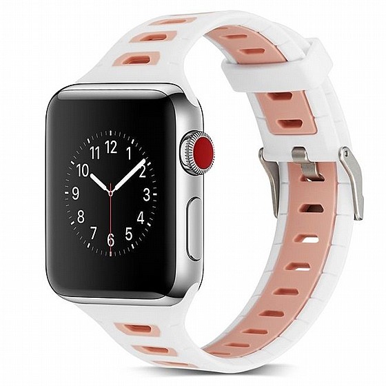 ����� ������� ����  T-Shape Two Color Silicone Band ���� LaTera ����� ��� ����: Apple Watch 38mm/40mm/41mm (��� Pink/White)