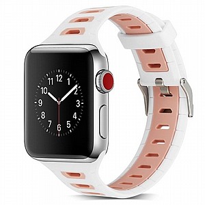 ����� ������� ����  T-Shape Two Color Silicone Band ���� LaTera ����� ��� ����: Apple Watch 38mm/40mm/41mm (��� Pink/White)