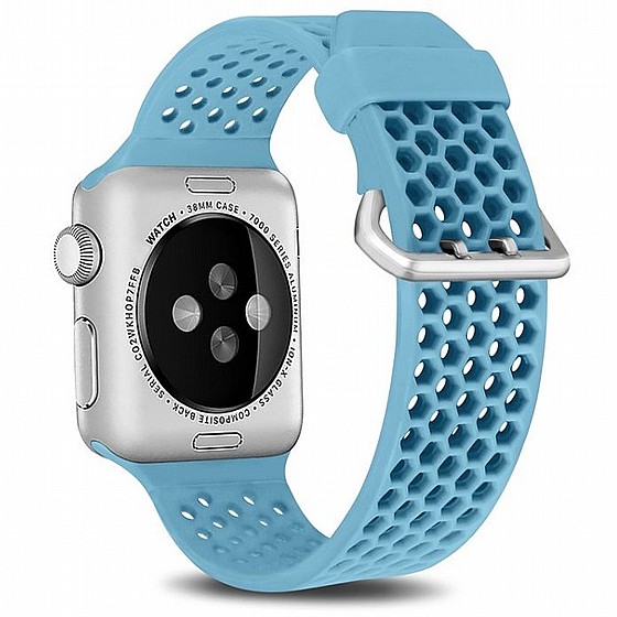 ����� ������� ����  Two Tone Honeycomb Silicone Band ���� LaTera ����� ��� ����: Apple Watch 42mm/44mm/45mm (��� Light Blue)