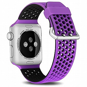 רצועת סיליקון מדגם Two Tone Honeycomb Silicone Band מבית LaTera לשעון חכם מדגם: Apple Watch 42mm/44mm/45mm (צבע Purple/Black) רצועת סיליקון מדגם Two Tone Honeycomb Silicone Band מבית LaTera לשעון חכם מדגם: Apple Watch 42mm/44mm/45mm (צבע Purple/Black)