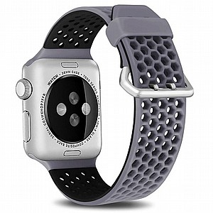 ����� ������� ����  Two Tone Honeycomb Silicone Band ���� LaTera ����� ��� ����: Apple Watch 42mm/44mm/45mm (��� Grey/Black)