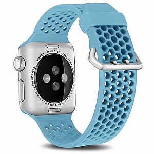 ����� ������� ����  Two Tone Honeycomb Silicone Band ���� LaTera ����� ��� ����: Apple Watch 38mm/40mm/41mm (��� Light Blue)