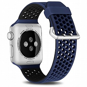 רצועת סיליקון מדגם Two Tone Honeycomb Silicone Band מבית LaTera לשעון חכם מדגם: Apple Watch 38mm/40mm/41mm (צבע Blue/Black) רצועת סיליקון מדגם Two Tone Honeycomb Silicone Band מבית LaTera לשעון חכם מדגם: Apple Watch 38mm/40mm/41mm (צבע Blue/Black)
