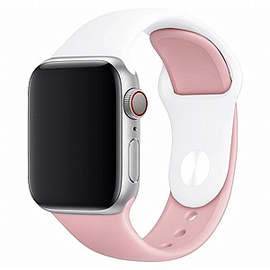����� ������� ����  Double Colors Silicone Band ���� LaTera ����� ��� ����: Apple Watch 42mm/44mm/45mm (��� White/Light Pink)