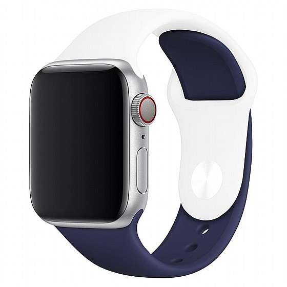 ����� ������� ����  Double Colors Silicone Band ���� LaTera ����� ��� ����: Apple Watch 38mm/40mm/41mm (��� White/Dark Blue)
