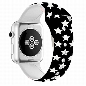 ����� ������� ����  Printing Double Nail Silicone Band ���� LaTera ����� ��� ����: Apple Watch 42mm/44mm/45mm (��� Black Star)