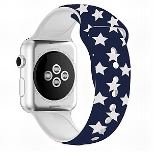 ����� ������� ���� Printing Double Nail Silicone Band ���� LaTera ����� ��� ����: Apple Watch 38mm/40mm/41mm (��� Blue Stars)