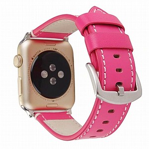 ����� ��� ���� Calfskin Genuine Leather Band ���� LaTera ����� ��� ����: Apple Watch 42mm/44mm/45mm (��� Rose Red)
