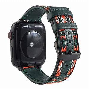 רצועת עור מדגם Ethnic Leather Band מבית LaTera לשעון חכם מדגם: Apple Watch 42mm/44mm/45mm (צבע Dark Green) רצועת עור מדגם Ethnic Leather Band מבית LaTera לשעון חכם מדגם: Apple Watch 42mm/44mm/45mm (צבע Dark Green)