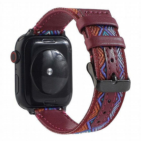 ����� ��� ���� Ethnic Leather Band ���� LaTera ����� ��� ����: Apple Watch 38mm/40mm/41mm (��� Wine Red)