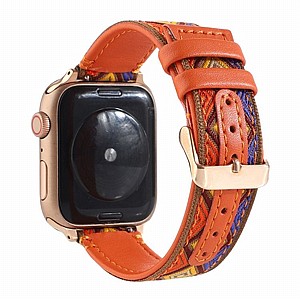 רצועת עור מדגם Ethnic Leather Band מבית LaTera לשעון חכם מדגם: Apple Watch 38mm/40mm/41mm (צבע Orange) רצועת עור מדגם Ethnic Leather Band מבית LaTera לשעון חכם מדגם: Apple Watch 38mm/40mm/41mm (צבע Orange)