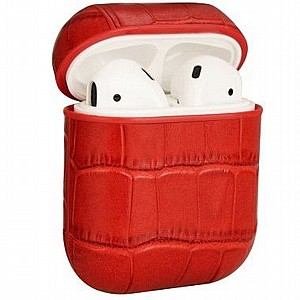 נרתיק עור מדגם Crocodile Litchi Skin Leather Case מבית LaTera לאוזניות AirPods (צבע אדום) נרתיק עור מדגם Crocodile Litchi Skin Leather Case מבית LaTera לאוזניות AirPods (צבע אדום)