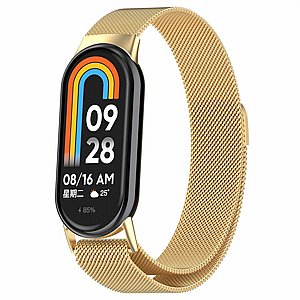 רצועת מתכת מדגם lano Magnetic Steel Band מבית LaTera לשעון חכם מדגם: Xiaomi Smart Band 8 (צבע Gold) רצועת מתכת מדגם lano Magnetic Steel Band מבית LaTera לשעון חכם מדגם: Xiaomi Smart Band 8 (צבע Gold)