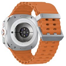 ����� ������� ����  Ocean Hole Dual Buckle Silicone Band ���� LaTera (��� Orange/Silver)  ����� ��� ����  Samsung Galaxy Watch Ultra / Watch Ultra 2025