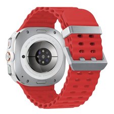 רצועת סיליקון מדגם Ocean Hole Dual Buckle Silicone Band מבית LaTera (צבע Red/Silver) לשעון חכם מדגם Samsung Galaxy Watch Ultra / Watch Ultra 2025 רצועת סיליקון מדגם Ocean Hole Dual Buckle Silicone Band מבית LaTera (צבע Red/Silver) לשעון חכם מדגם Samsung Galaxy Watch Ultra / Watch Ultra 2025